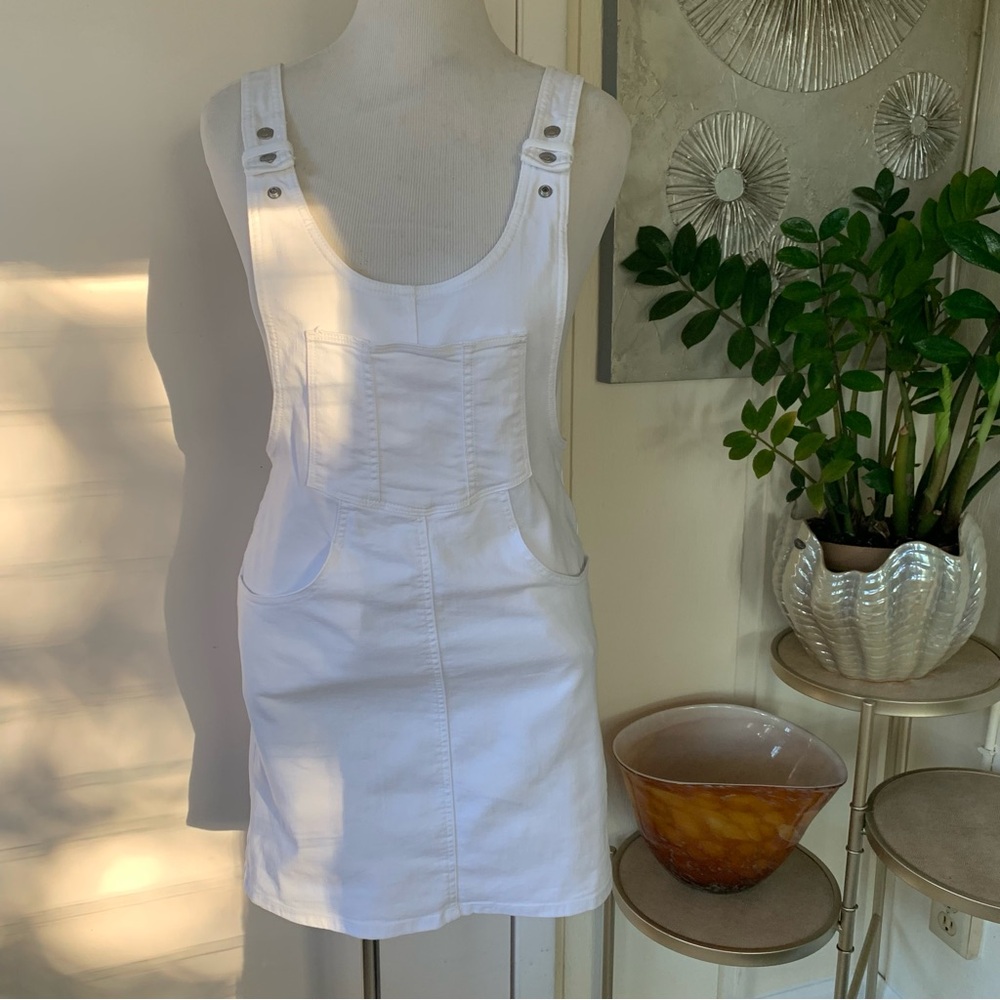 American Eagle White Overall Jumper Romper  Denim Mini Dress size S